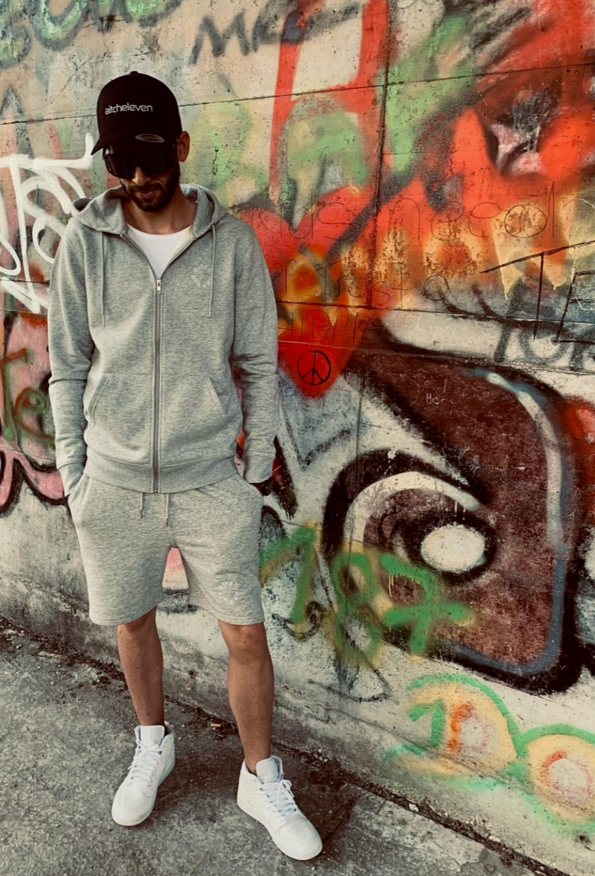 Zip Hoodie (Weste) Unisex Round - Stick White